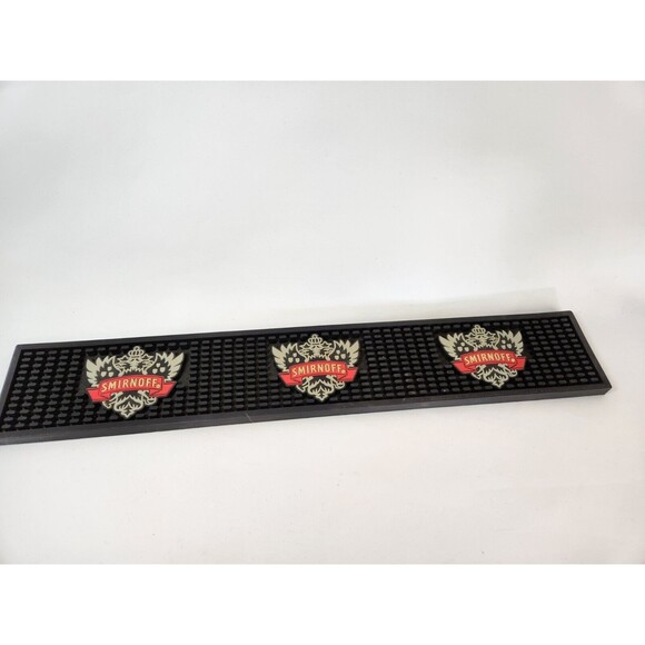 Smirnoff Logo Bar Mat Gutter Spill Mat Man cave Drink Rail Barware Black‎ Red - Picture 8 of 8
